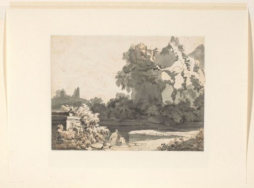 Bathers near an Antique Monument in a Mountainous Landscape