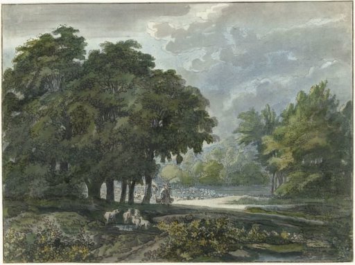 Shepherds with a Flock in a Wooded Landscape