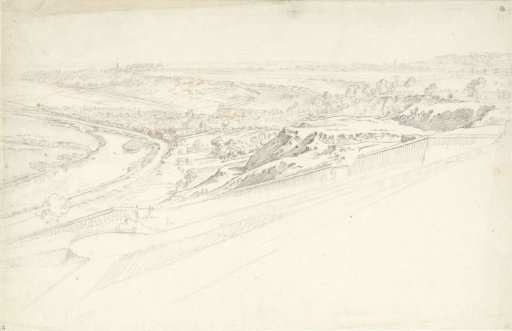 View from a high terrace over a landscape with a winding river