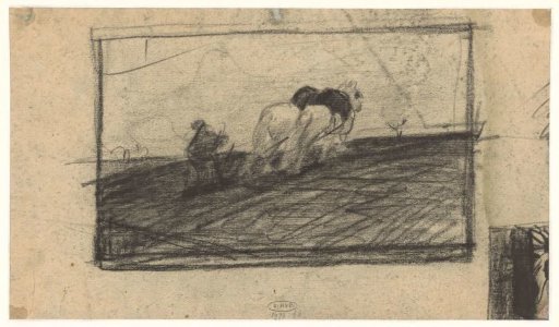 Sketch of Ploughing Horses