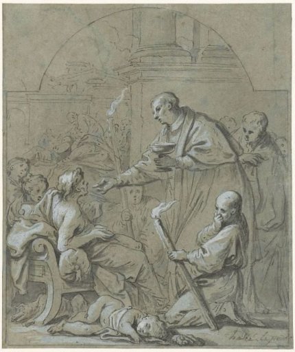Saint Charles Borromeus giving the plague victims the last Communion