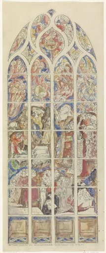 Design drawing for a window in the New Church in Delft