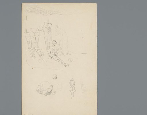 Composition with figures in a room with mummies
