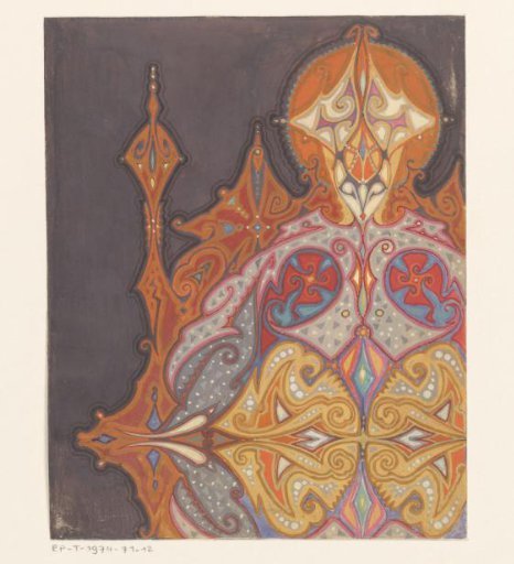 Design for a carpet with a fantasy figure