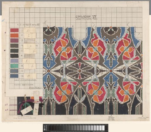 Design for a carpet with a floral pattern