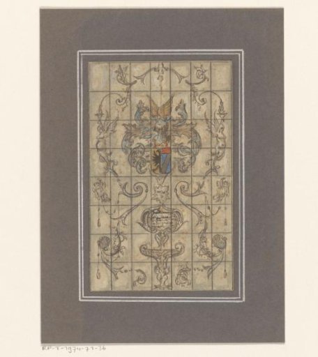 Design for a stained-glass window with a heraldic coat of arms