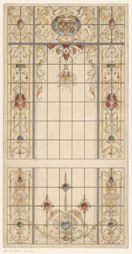 Design for a stained-glass window with floral and foliate ornaments