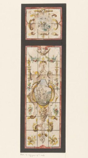 Design for a stained-glass window with a putto in a cartouche