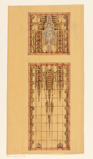 Designs for two stained-glass windows with floral ornaments