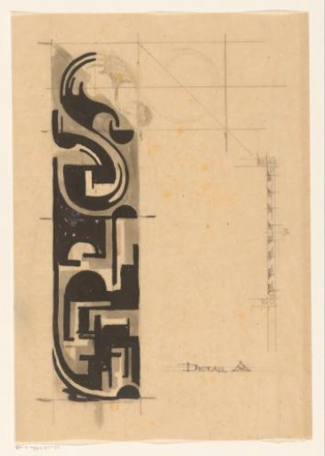 Design for a detail of a stained-glass window with geometric forms