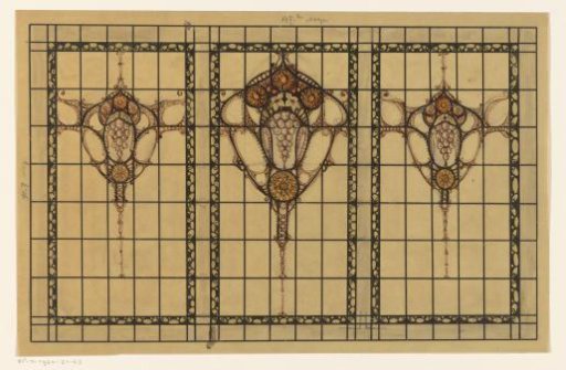 Design for a stained-glass window with floral and foliate ornaments