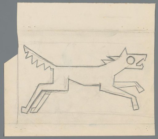 Dog running to the right