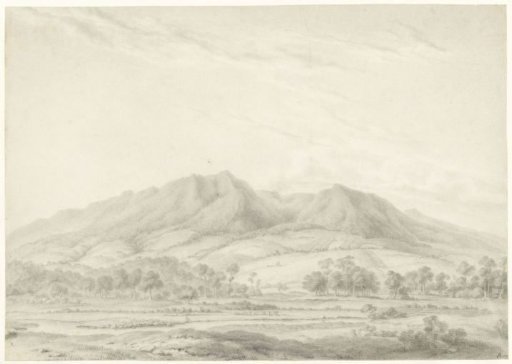 View of the volcanoes Salak and Gede on West Java