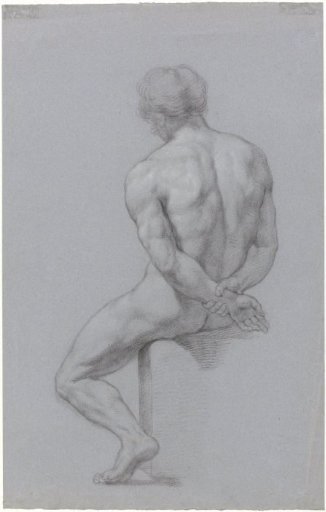 Seated male nude, arms behind back