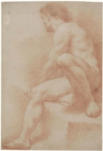Seated male nude, with one knee raised
