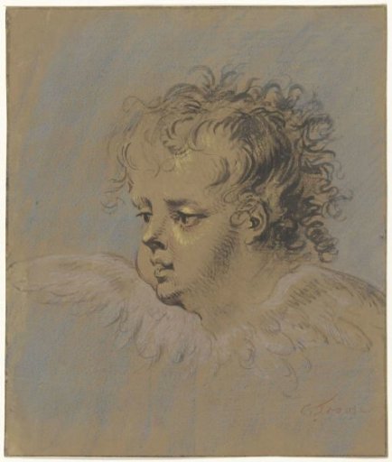 Winged cherub head