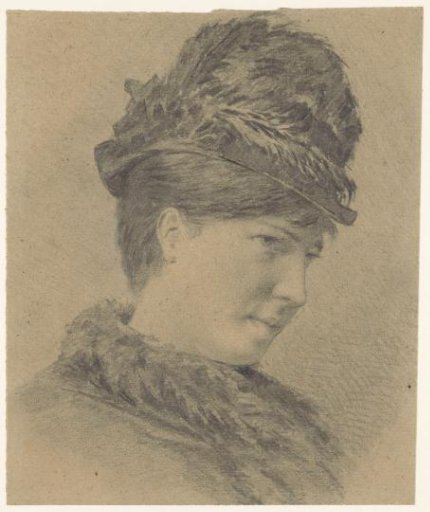Portrait of a young woman with a hat with feathers