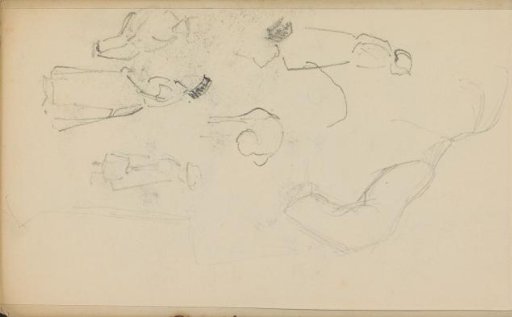 Study sheet with women, a girl, a seated man and an arm