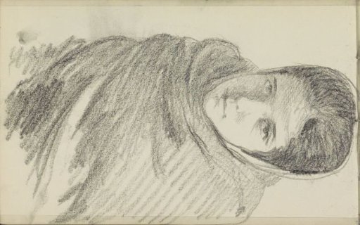 Girl with a Shawl Around Her Head and Shoulders, Seen from the Front