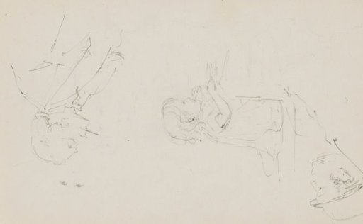 Girl eating at a table and two male heads