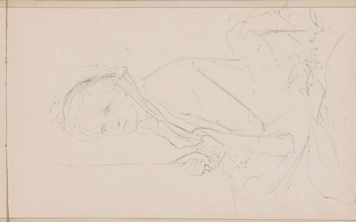 Seated Woman Holding the Handle of an Umbrella