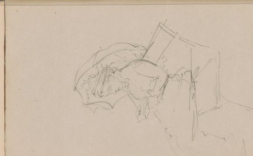 Woman Reading on a Bench Under an Umbrella