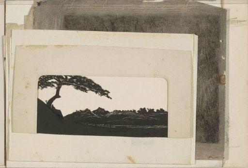 Hilly Landscape with Houses and a Tree