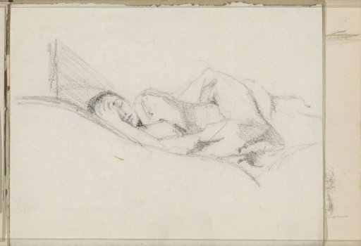 Woman Lying in Bed with a Hand Against Her Forehead