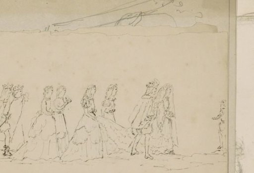 Procession of a bride and groom and their retinue