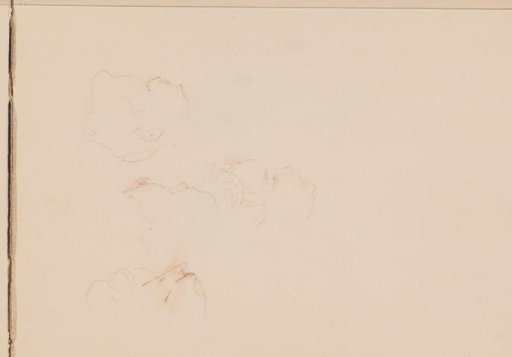 Three children's heads, in profile to the right