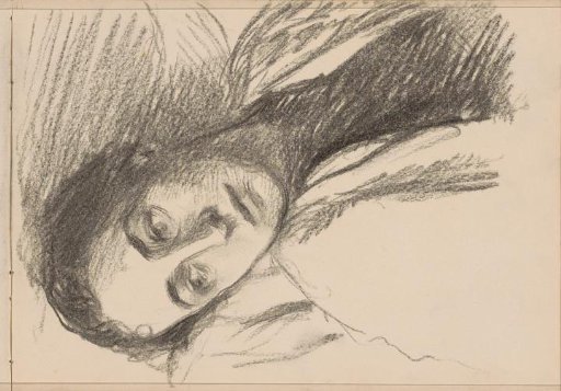 Portrait of a woman, looking over the right shoulder