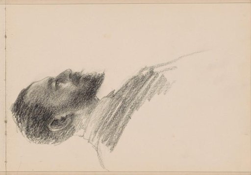 Head of a man with a mustache and short, pointed beard