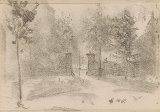Trees at the entrance to a park