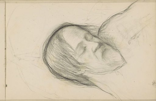 Head of a man with shoulder-length hair and a beard