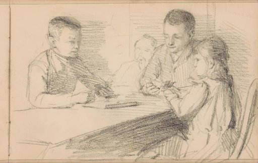 Two Boys and a Girl Playing a Game at a Table