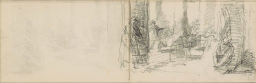Street with a shop window and figures