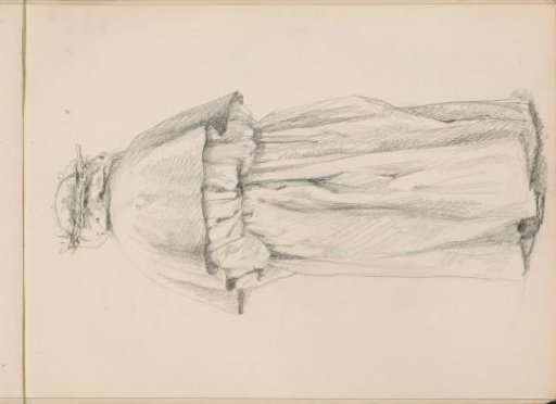 Monk with a crown of thorns on his head, seen from behind