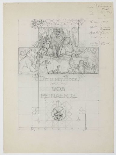 Design for the title page of: Van den Vos Reinaerde, The gathering of the animals before King Nobel