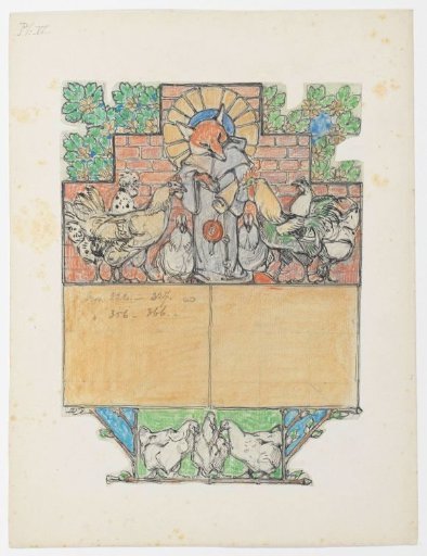 Reynard with a letter before Canteclaer and his family