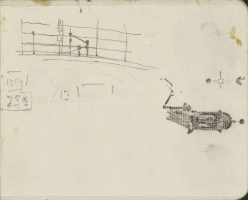 Study sheet with a balustrade, cornerstones, and a tower