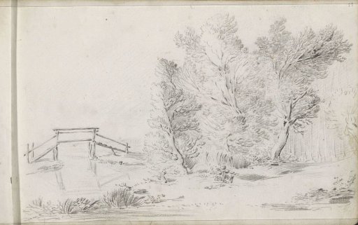 Landscape with a bridge over a river