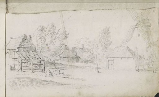 Farms and a mill around a field