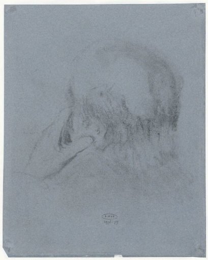 Portrait sketch of Alphons Marie Antoine Joseph Grandmont, from behind at an angle