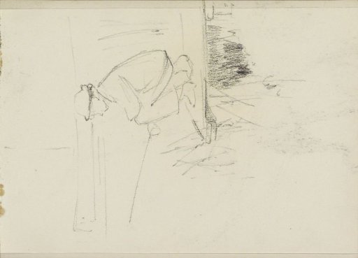 Crouching Fisher on a Jetty at the Water's Edge