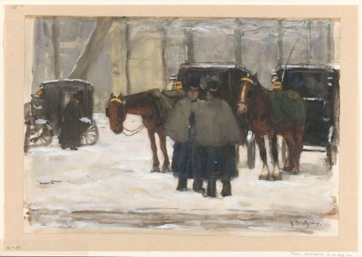 Carriages and coachmen in the snow