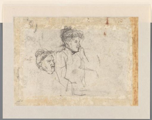 Sketch of a woman half-length and of a woman's head