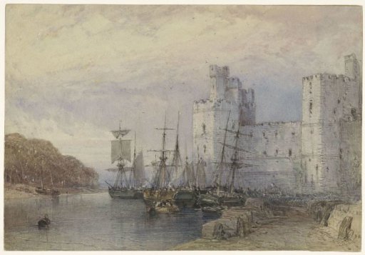 Landscape with ships off Caernarvon Castle
