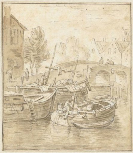 Ships at a bridge in a city
