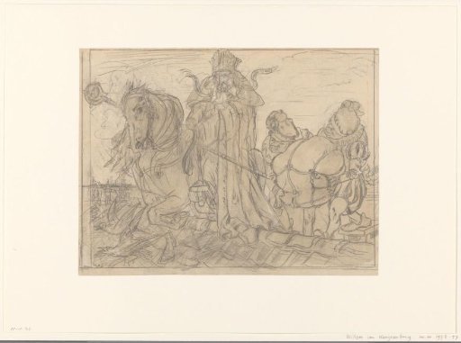Sinterklaas with two Pieten on a roof