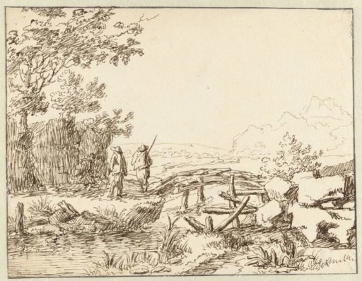 Three Men by a Bridge